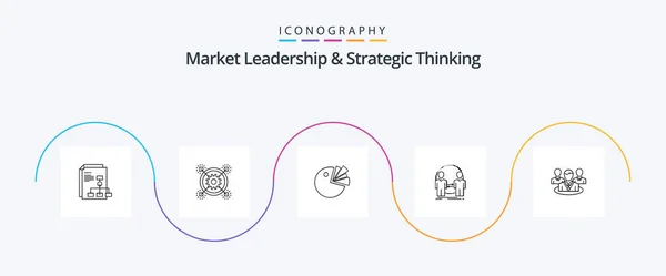 Market Leadership Strategic Thinking Line Icon Pack Including Duplicate User — Wektor stockowy