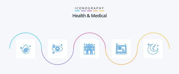 Health Medical Blue Icon Pack Including Rest Time Night Clinic — Archivo Imágenes Vectoriales