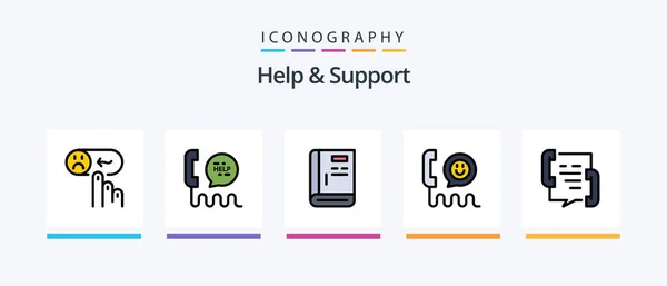 Help Support Line Filled Icon Pack Including Guide Book Rating — Stok Vektör