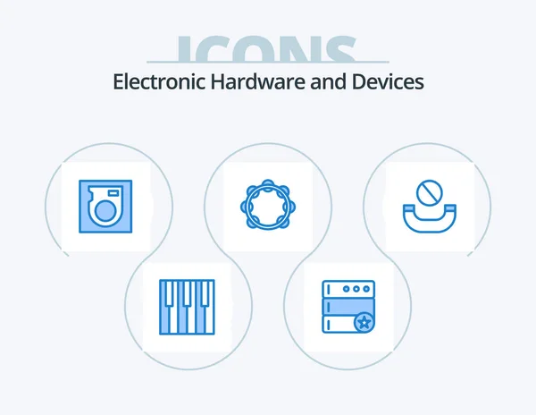 Devices Blue Icon Pack Icon Design Deny Tambourine Disk Sound — Stok Vektör
