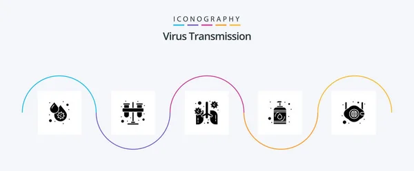 Virus Transmission Glyph Icon Pack Including Mask Sanitizer Anatomy Hand — Stok Vektör