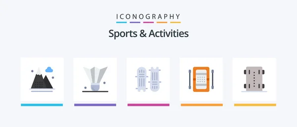 Sports Activities Flat Icon Pack Including Boat Activities Shuttlecock Cricket — Stockvektor