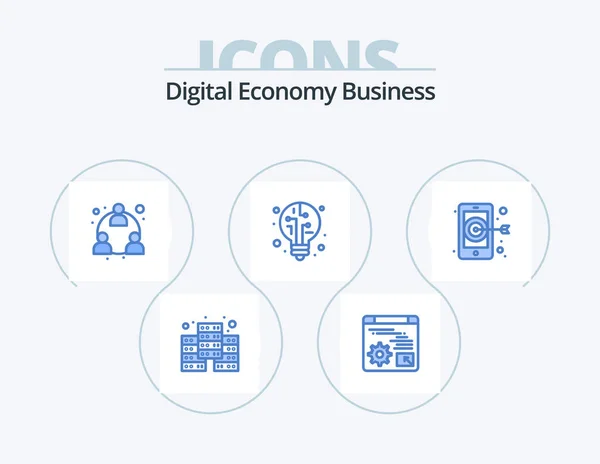 Digital Economy Business Blue Icon Pack Icon Design Target Marketing — Stockový vektor