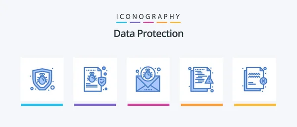 Data Protection Blue Icon Pack Including Security Network Attack Hacker — Stockvector