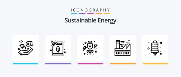 Sustainable Energy Line Icon Pack Including Water Droop Can Power — Stock Vector