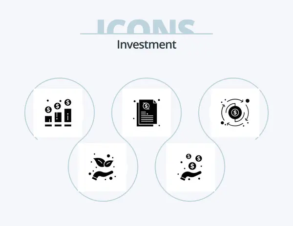Investment Glyph Icon Pack Icon Design Processing Dollar Increase Share — 图库矢量图片