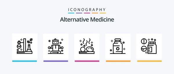 Alternative Medicine Line Icon Pack Including Medicine Lungs Soap Hospital — Stok Vektör
