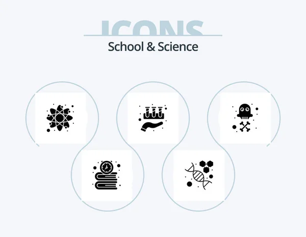 School Science Glyph Icon Pack Icon Design Death Care Atom — Vector de stock