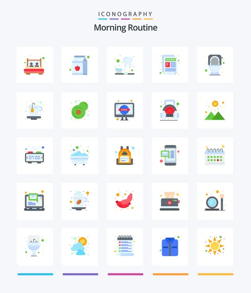 Creative Morning Routine Flat Icon Pack Commode News Letter Bottle — Wektor stockowy