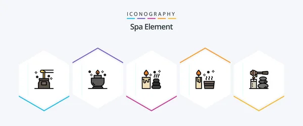 Spa Element Filledline Icon Pack Including Spa Massages Spa Wellness — Wektor stockowy