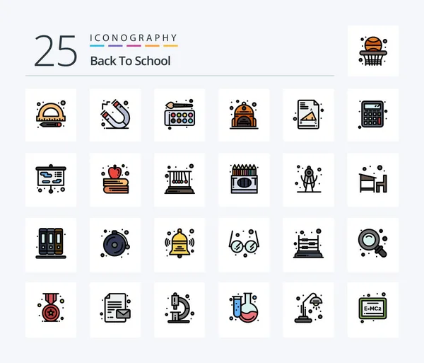 Back School Line Filled Icon Pack Including Back School Education — Stock Vector