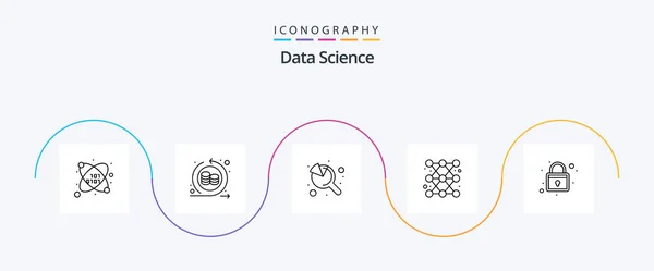 Data Science Line Icon Pack Including Rack Lock Search Report — Image vectorielle