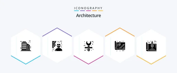 Architecture Glyph Icon Pack Including Idea Draft Architect Business Tool — 图库矢量图片