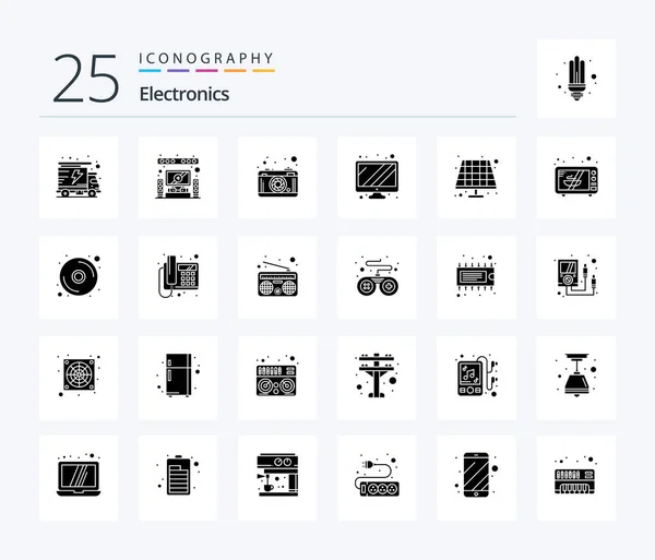 Electronics Solid Glyph Icon Pack Including Electronics Eco Photography Battery — Vettoriale Stock