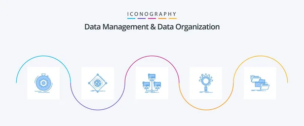 Data Management Data Organization Blue Icon Pack Including Optimization Seo — Stock Vector