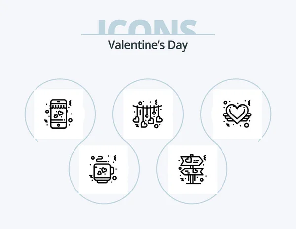 Valentines Day Line Icon Pack Icon Design Love Home Dating — Stock vektor