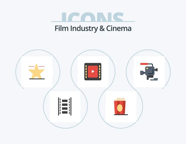 Cenima Flat Icon Pack Icon Design Film Camera Cinema Cinema — Stock Vector