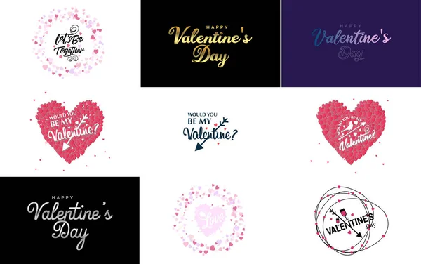 Happy Valentine Day Greeting Card Template Floral Theme Pink Color — Stock vektor
