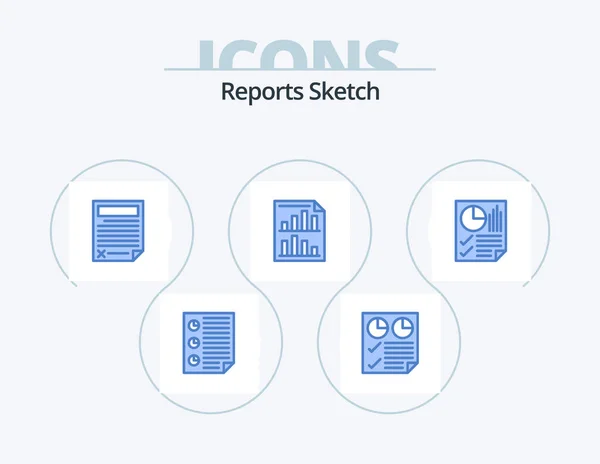 Reports Sketch Blue Icon Pack Icon Design Page Bars Report — Stock vektor