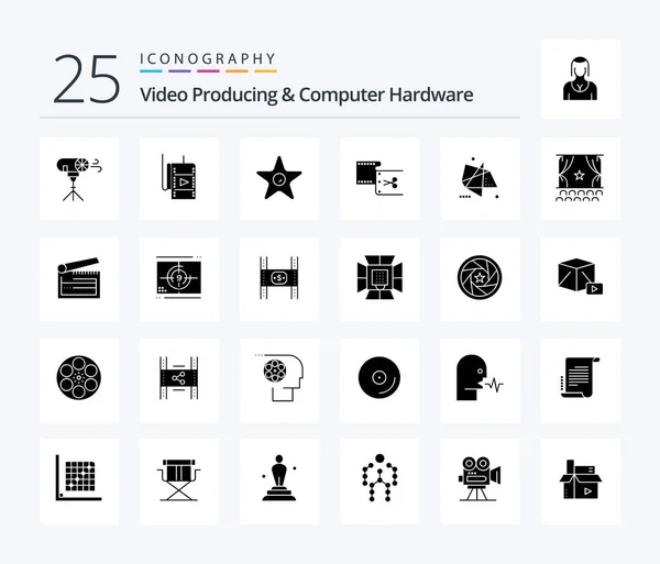 Video Producing Computer Hardware Solid Glyph Icon Pack Including Special — Vetor de Stock
