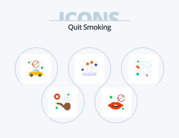 Quit Smoking Flat Icon Pack Icon Design Put Cigarette Tobacco — Stock Vector