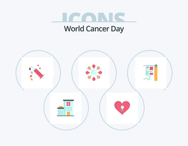 World Cancer Day Flat Icon Pack Icon Design Treatment Syringe — Stockvector
