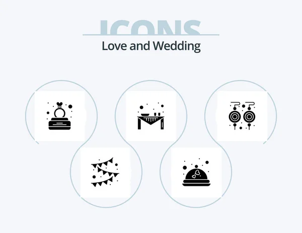 Свадебный Glyph Icon Pack Icon Design Обеденный Стол Событие Коробка — стоковый вектор