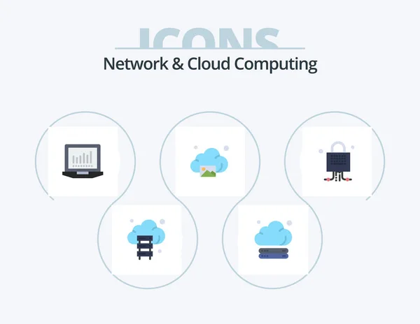 Network Cloud Computing Flat Icon Pack Icon Design Gallery Technology — Stock Vector