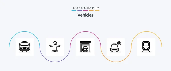 Vehicles Line Icon Pack Including Travel Train Garage Railway Heart — Image vectorielle