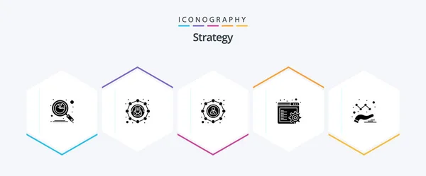 Strategy Glyph Icon Pack Including Data Settings Message Gear User — Stockový vektor