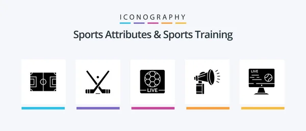 Sports Atributes Sports Training Glyph Icon Pack Including Fan Attribute — Vetor de Stock