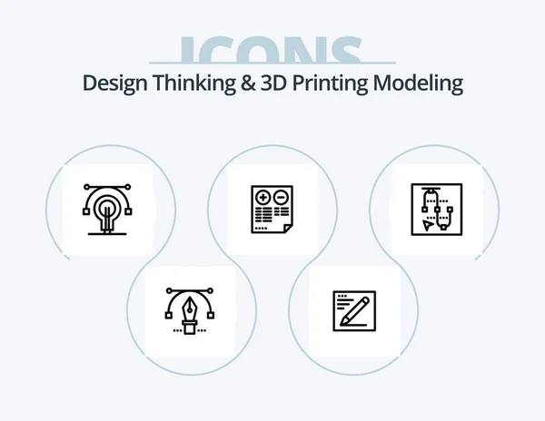 Design Thinking Printing Modeling Line Icon Pack Icon Design Brusher — Stok Vektör