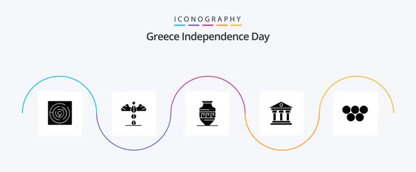 Greece Independence Day Glyph Icon Pack Including Greece Ireland Amphora — Stockový vektor