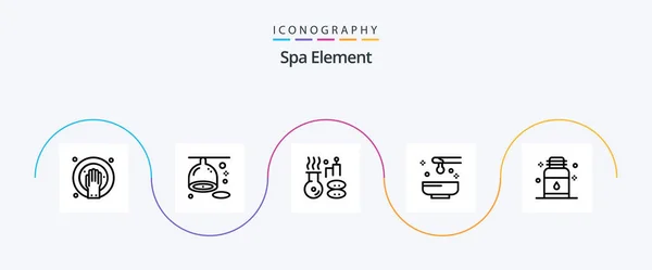 Spa Element Line Icon Pack Including Hair Spa Beauty Oil — Image vectorielle