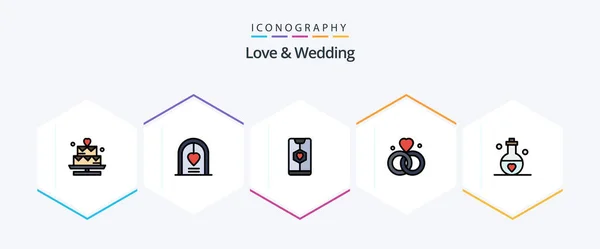 Love Wedding Filledline Icon Pack Including Love Marriage Wedding Heart — Wektor stockowy