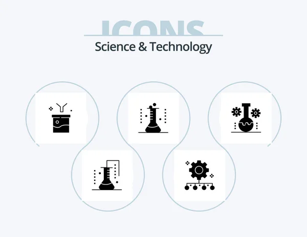 Science Technology Glyph Icon Pack Icon Design Lab Flask Chemical — Stockvector