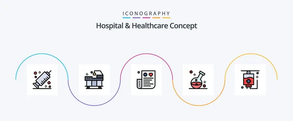 Hospital Healthcare Concept Line Filled Flat Icon Pack Including Healthcare — Image vectorielle