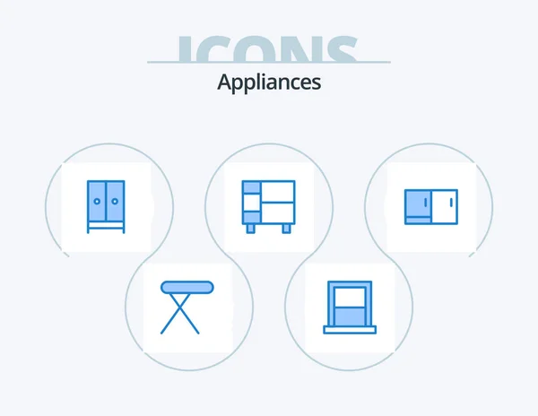 Appliances Blue Icon Pack Icon Design House Home Household Appliances — Image vectorielle