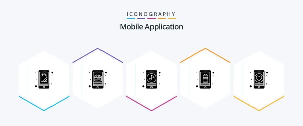 Mobile Application Glyph Icon Pack Including Dating Mobile App Full — Archivo Imágenes Vectoriales