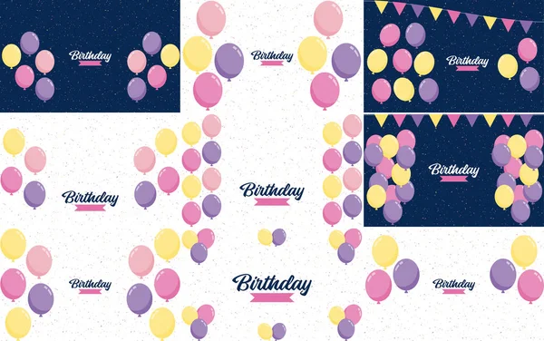 Happy Birthday Playful Cartoon Font Background Presents Party Favors — Wektor stockowy