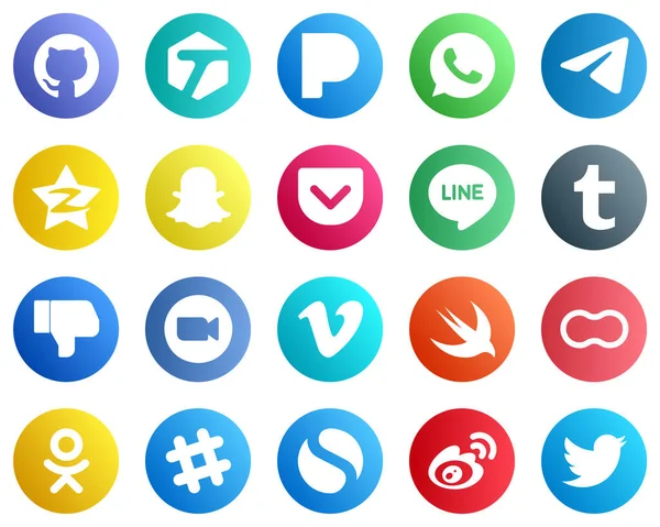 20 Social Media Icons for Every Platform such as video. facebook. tencent. dislike and line icons. Eye catching and high definition