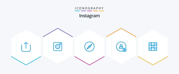 Instagram Blue Icon Pack Including Instagram Compass Gallery Twitter — Stockvector