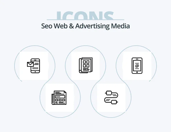 Seo Web Advertising Media Line Icon Pack Icon Design Loud — Stockvector