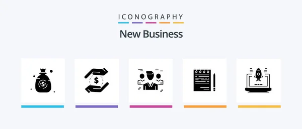 New Business Glyph Icon Pack Including Competitive Money Protection Group — Wektor stockowy