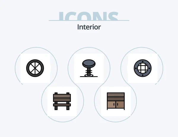 Interior Line Filled Icon Pack Icon Design Cosmetics Light Home — Image vectorielle