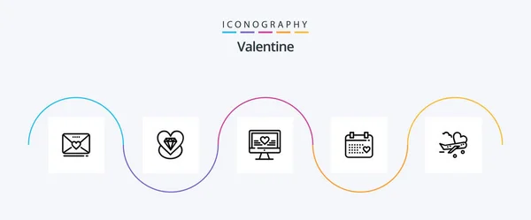 Valentine Line Icon Pack Including Love Love Diamond Day Valentine — Stockový vektor