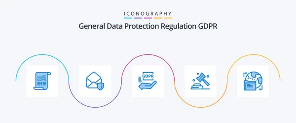 Gdpr Blue Icon Pack Including Gdpr Law Compliance Justice Enforcement — Stockvektor