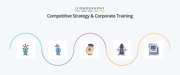 Конкурентная Стратегия Корпоративная Тренировочная Линия Заполнены Flat Icon Pack Числе — стоковый вектор