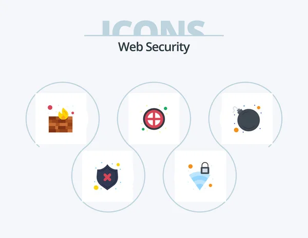 Web Security Flat Icon Pack Icon Design Threat Wifi Sign — Stock vektor