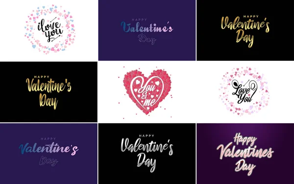 Happy Valentine Day Banner Template Romantic Theme Pink Red Color — Vettoriale Stock